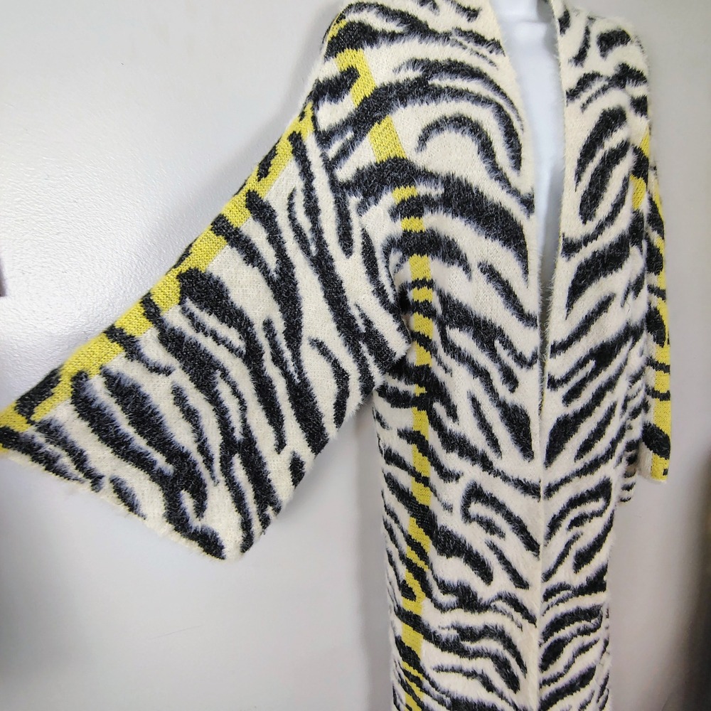Do Everything In Love Zebra Print Fuzzy Longline Cardigan OS animal mob wife - Picture 3 of 14